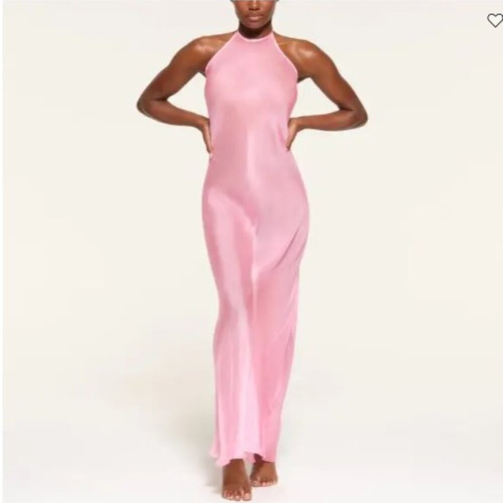 SKIMS Romance Halter Slip Bubble Gum, S (NWT)